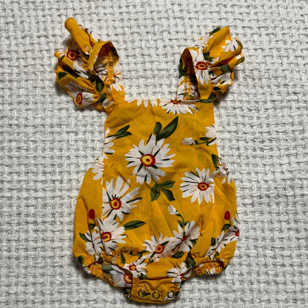 Keely's Blossom Yellow Floral Baby Romper